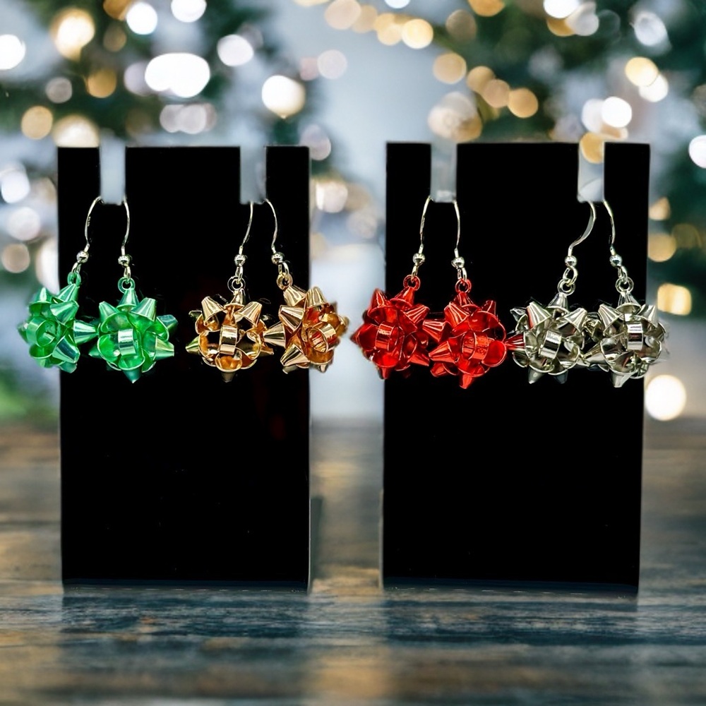 Elegant Silver Bow Earrings